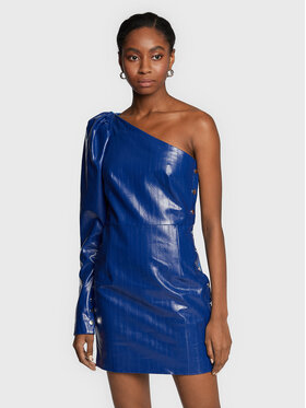 ROTATE ROTATE Φόρεμα από απομίμηση δέρματος Colourblock RT1778 Σκούρο μπλε Regular Fit