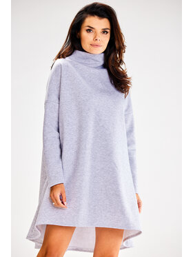 Awama Awama Sukienka dzianinowa A609 Szary Basic Fit