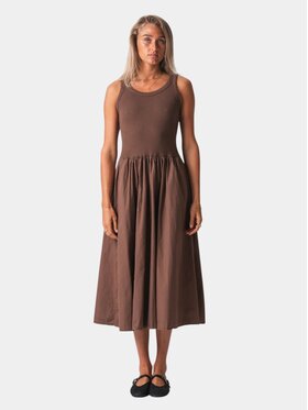 TeeShoppen TeeShoppen Sukienka codzienna 'Basic Collection' Brązowy Regular Fit