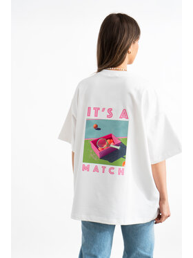 Mirons Mirons T-Shirt Print Biały Oversize