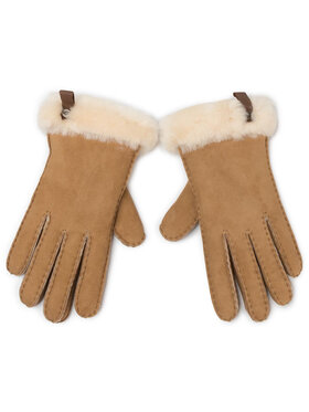 Ugg Ugg Dámské rukavice W Shorty Glove W Leather Trim 17367 Hnědá