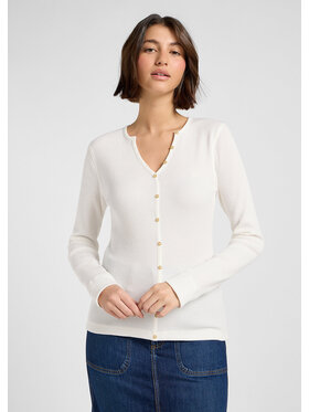 Lee Lee Bluzka WASHED WAFFLE HENLEY Biały Slim Fit