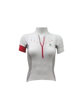 Odlo Odlo T-Shirt Odlo Stand-Up Collar S/S 1/2 Zip Gavia Biały Regular Fit