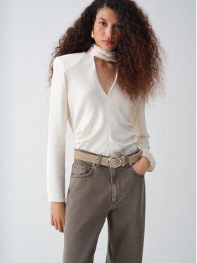 La Mania La Mania Bluzka ELUNE Kremowy Basic Fit