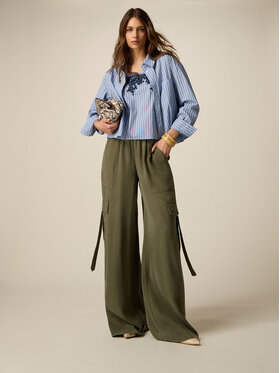 Oltre Oltre Spodnie materiałowe P007J002659N035 Zielony Baggy Fit