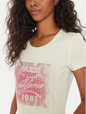 Guess T-shirt W4YI24 J1314 Écru Regular Fit