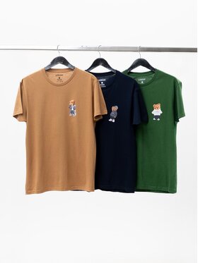 MyStars MyStars Komplet 3 t-shirtów Zestaw 3 T-Shirtów Granatowy Brązowy Zielony MyStars 3 Pack Skate Miś Misie Miśki M Brązowy Regular Fit
