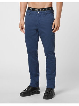 PHILIPP PLEIN PHILIPP PLEIN Kalhoty z materiálu 4133 Tmavomodrá Regular Fit
