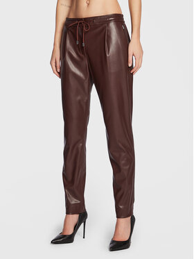 Hugo Hugo Панталони от имитация на кожа Hemias-1 50478956 Кафяв Regular Fit