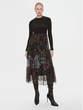 Desigual Desigual Každodenné šaty 23WWVK96 Čierna Slim Fit
