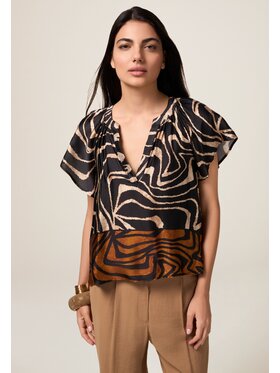 Oltre Oltre Blusa 2509J000753N0V1 Marrone Baggy Fit