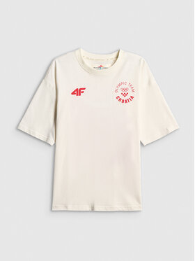 4F 4F T-Shirt MILANO CORTINA Biały Loose Fit