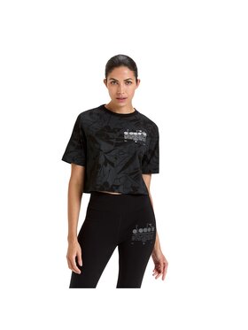 Diadora Diadora T-Shirt L. T-SHIRT SS CROP MANIFESTO Czarny Basic Fit