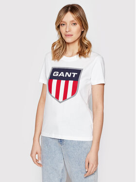 Gant Gant T-Shirt D1. Retro Shield 4200229 Biały Regular Fit