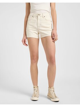 Lee Lee Szorty jeansowe CAROL SHORT Biały Slim Fit