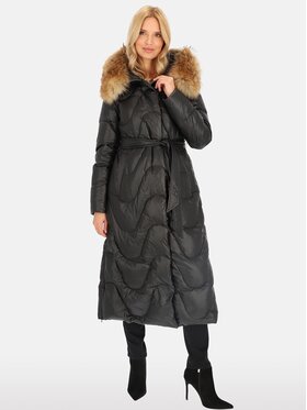 Perso Perso Płaszcz zimowy BLH241005FXR Czarny Regular Fit