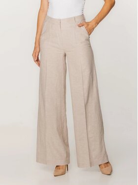 Willsoor Willsoor Spodnie damskie 67829 Beżowy A-Line Fit