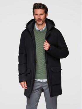 Ombre Ombre Parka OM-JAPJ-0287 Czarny Regular Fit