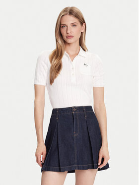 Lacoste Lacoste Тениска с яка и копчета DF5296 Екрю Slim Fit