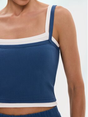 Nudyess Nudyess Top Lisa z prążka Niebieski Slim Fit