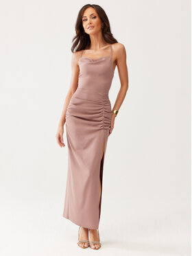 Roco Fashion Roco Fashion Sukienka koktajlowa Aria Brązowy Slim Fit