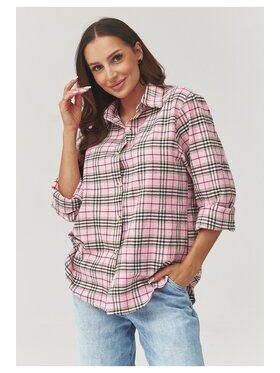 Makadamia Makadamia Koszula C35 Różowy Loose Fit