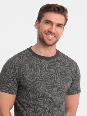 Ombre Ombre T-Shirt OM-TSFP-0182 Šedá Regular Fit