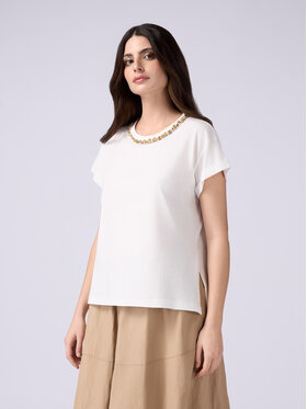 Oltre Oltre T-Shirt G379J004160N011 Biały Regular Fit