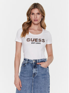Guess Guess T-Shirt Mesh Logo W3GI35 J1300 Biały Slim Fit