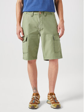Wrangler Wrangler Szorty materiałowe CASEY CARGO SHORT Zielony Regular Fit