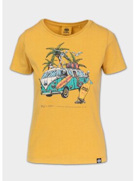 PITBULL PITBULL T-Shirt Koszulka damska Denim Washed BEACHBREAK M Żółty Regular Fit