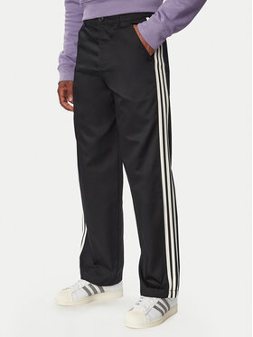 adidas adidas Medžiaginės kelnės 3 Stripes Pleated Trousers KE4177 Juoda Regular Fit