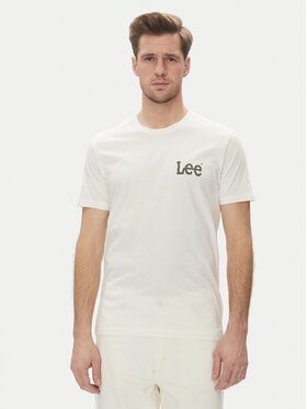 Lee Lee T-Shirt Medium Wobbly 112364535 Biały Regular Fit