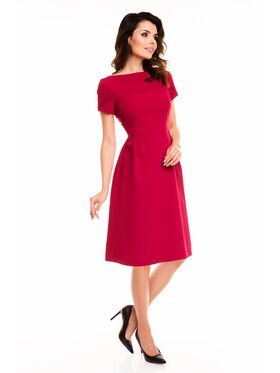 Awama Awama Sukienka letnia A130 Bordowy Basic Fit