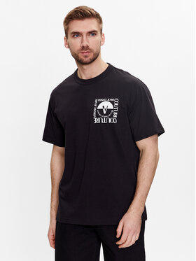 Versace Jeans Couture Versace Jeans Couture T-shirt Square V Emblem 74GAHT15 Crna Regular Fit