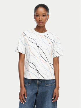Tommy Hilfiger Tommy Hilfiger Marškinėliai Interlock WW0WW49646 Balta Boxy Fit