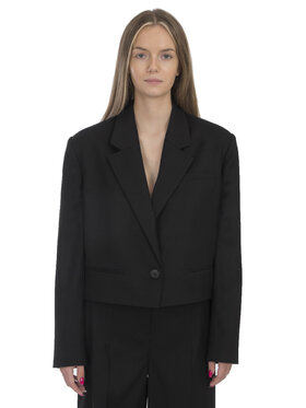 OPRA OPRA Marynarka OP-LEILA-BLAZER-BLACK Czarny Regular Fit