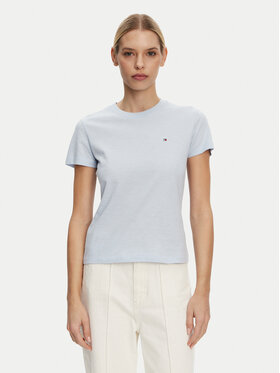 Tommy Hilfiger Tommy Hilfiger Tricou Slub WW0WW44433 Albastru celest Slim Fit