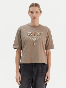 Guess Guess T-Shirt V4YI06 I3Z14 Μπεζ Regular Fit
