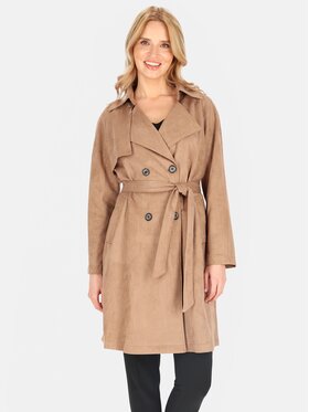 Perso Perso Płaszcz przejściowy BLE252325F Beżowy Regular Fit