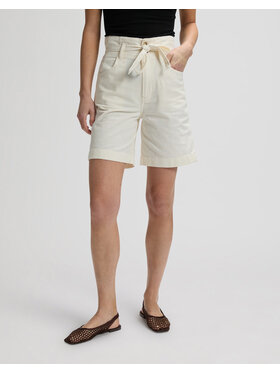 Lee Lee Szorty jeansowe PLEATED BERMUDA Biały Loose Fit