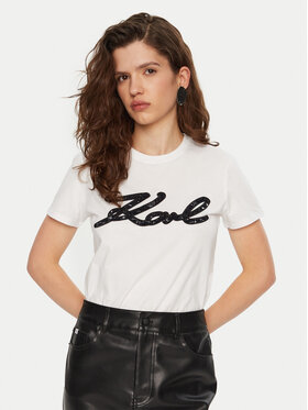 KARL LAGERFELD KARL LAGERFELD Tricou A1W17117 Alb Regular Fit