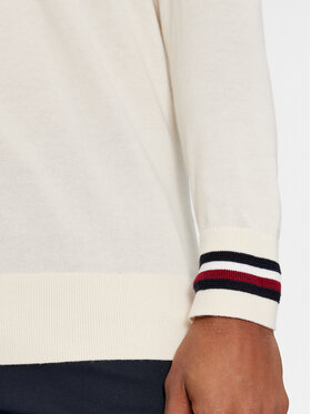 Tommy Hilfiger Pulover Global Stripe Crew Nk MW0MW33502 Écru Regular Fit