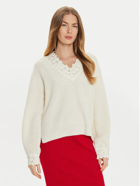 TWINSET TWINSET Pulover 242TT3422 Alb Loose Fit