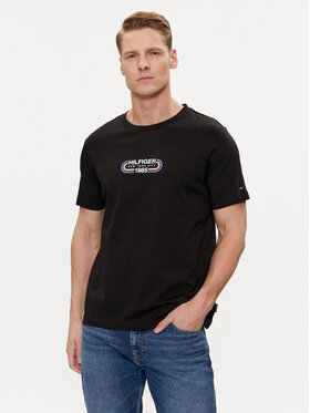 Tommy Hilfiger Tommy Hilfiger Marškinėliai Track Graphic MW0MW34429 Juoda Regular Fit