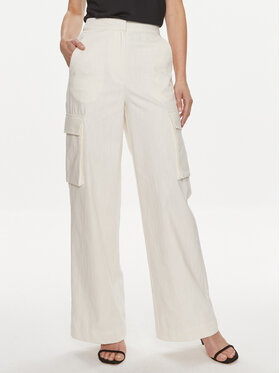 Edited Edited Pantaloni din material Malena Alb Wide Leg