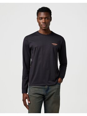 Wrangler Wrangler T-Shirt LS AMERICANA TEE Czarny Regular Fit