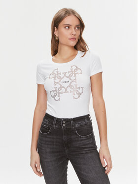 Guess Guess T-shirt W4RI35 J1314 Bijela Slim Fit