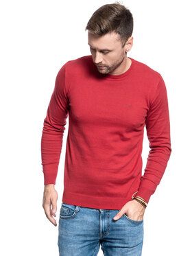 Wrangler Wrangler Sweter CREWNECK KNIT Czerwony Regular Fit