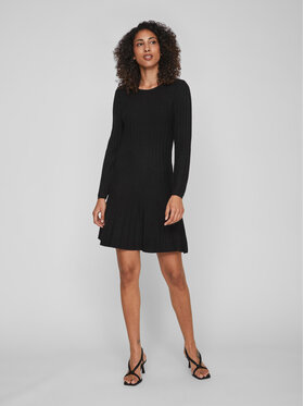 Vila Vila Strickkleid 14088238 Schwarz Regular Fit